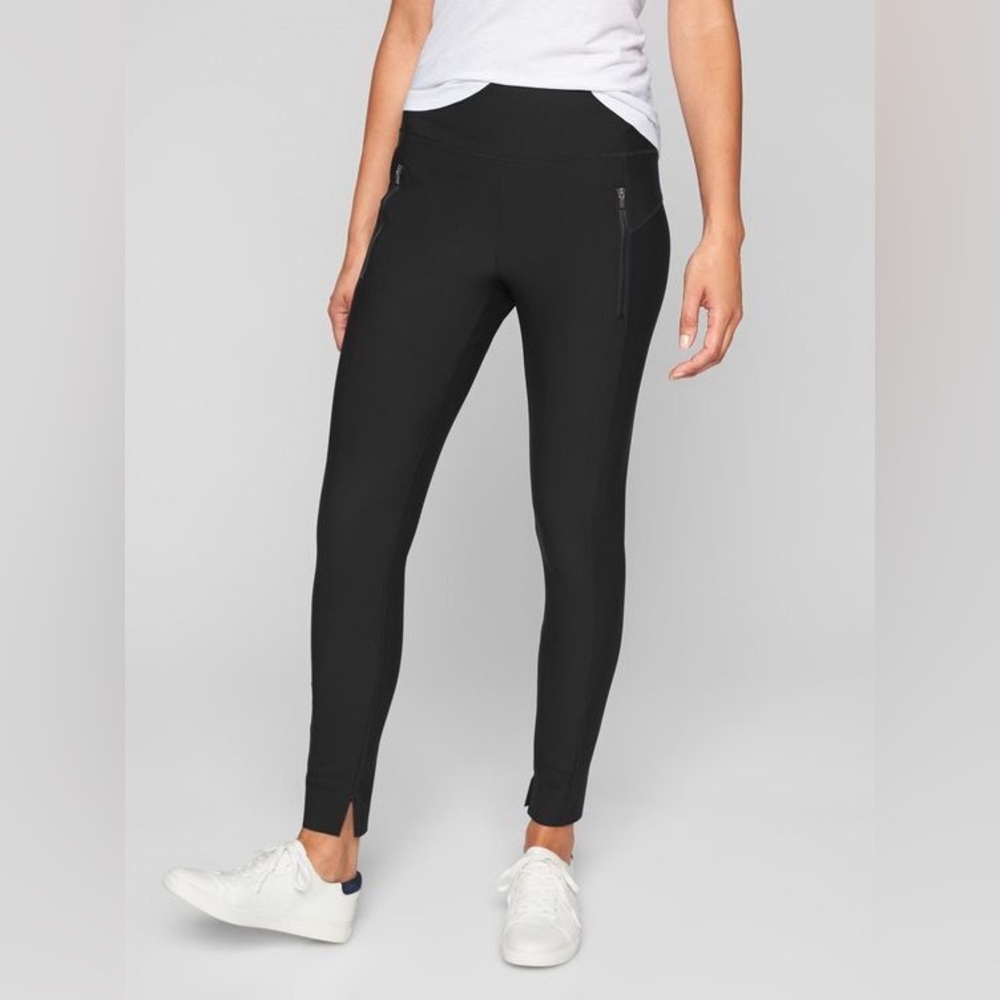 Athleta Black High-Rise Ankle Zip Pocket Leggings